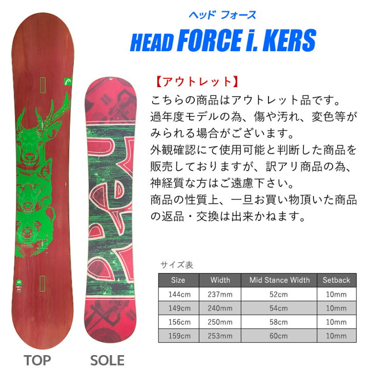 楽天市場】【アウトレット】スノーボード メンズ HEAD FORCE i. KERS 