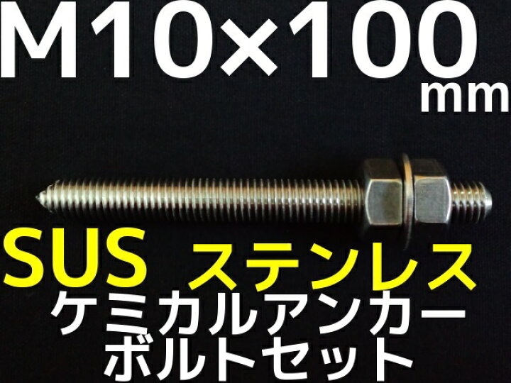 楽天市場】ケミカルボルト アンカーボルト ステンレス SUS M10×100mm 