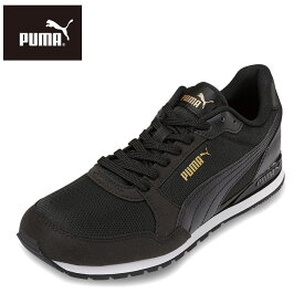 【全品P10倍！4日&5日20:00～4H限定】プーマ PUMA 385510.12L レディース靴 靴 シューズ 2E相当 ローカットスニーカー スポーツシューズ ST ランナー V3 メッシュ JR ウォーキング ランニング ジム 運動 人気 ブランド ブラック×ゴールド SP