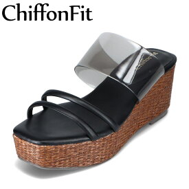 シフォンフィット ChiffonFit CF-5076 レディース靴 靴 シューズ E相当 厚底サンダル クリアベルト 美脚 厚底 おしゃれ 夏 リゾート 旅行 カジュアルサンダル ブラック SP