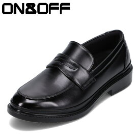 オンアンドオフ ON&OFF 516 メンズ靴 靴 シューズ 5E相当 ビジネスシューズ ローファー 幅広 軽量 防水 クッション性 防滑 滑りにくい 疲れにくい 通勤 仕事 ビジネス スリッポン コインローファー ブラック SP