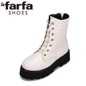 【全品P10倍!24日20:00〜62H限定】ラ・ファーファ lafarfa LF-591 レディース靴 靴 シューズ 4E相当 ブーツ 編み上げブーツ シンプル フェミニン カジュアル アイボリー SP