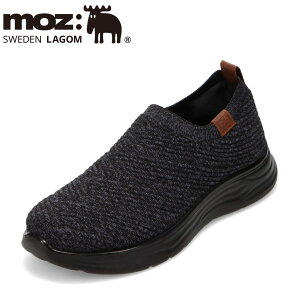 モズ スウェーデン MOZ sweden 5229 メンズ靴 靴 シューズ 3E相当 スニーカー スリッポン キックバック 軽量 柔らか クッション インソール ローカットスニーカー シンプル ブラック SP