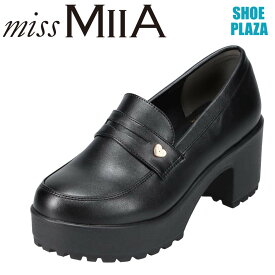 ミスミーア miss MIIA MA3710 レディース靴 靴 シューズ 2E相当 ローファー 厚底 ボリューム マニッシュ メンズライク ラウンドトゥ ブラック SP
