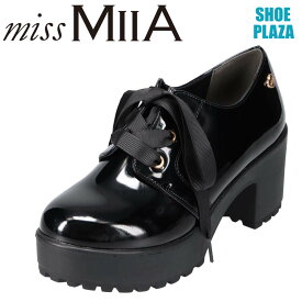 ミスミーア miss MIIA MA3711 レディース靴 靴 シューズ 2E相当 カジュアルシューズ 厚底 ボリューム レースアップ ラウンドトゥ ブラック×エナメル SP