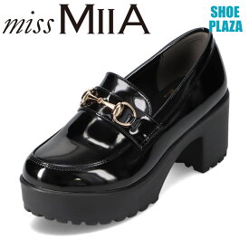 ミスミーア miss MIIA MA3712B レディース靴 靴 シューズ 2E相当 厚底 ビットローファー タンクソール ラギットソール 太めヒール 歩きやすい マニッシュシューズ おしゃれ ブラック×エナメル SP