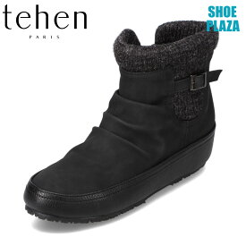 テーン tehen TN5003 レディース靴 靴 シューズ 2E相当 ショートブーツ 防水ブーツ 雨の日 晴雨兼用 インヒール 美脚 異素材 ブラック SP