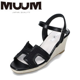 ムーム MUUM MU5253 レディース靴 靴 シューズ 2E相当 サンダル ウェッジソールサンダル アンクルストラップ 低反発 クッション 美脚 脚長効果 キレイめ 歩きやすい ブラック TSRC