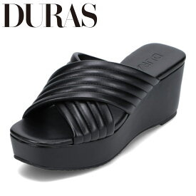 デュラス DURAS DR9071 レディース靴 靴 シューズ 2E相当 サンダル ミュール ウェッジソール 厚底 スクエアトゥ 美脚 おしゃれ 人気 ブランド ブラック TSRC