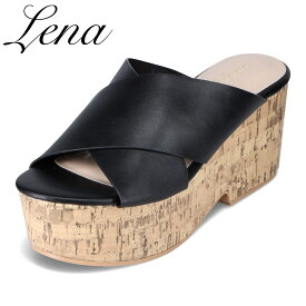 レナ Lena TS-045 レディース靴 靴 シューズ 2E相当 ミュール サンダル コルク クロスベルト 美脚 エレガント 人気 ブランド ブラック TSRC
