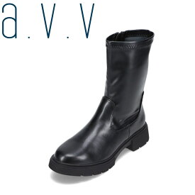 アー・ヴェ・ヴェ a.v.v avv-1201 レディース靴 靴 シューズ 3E相当 ショートブーツ サイドゴアブーツ ストレッチ フィット感 美脚 人気 ブランド ブラック TSRC