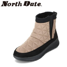 ノースデイト North Date KH32002 レディース靴 靴 シューズ 3E相当 ショートブーツ スパイクブーツ 耐水 防水 グリップ 防滑 軽量 キルティング グレージュ TSRC