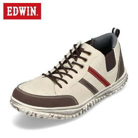 エドウィン EDWIN EDM-635 メンズ靴 靴 シューズ 4E相当 防水 カジュアルシューズ ローカットスニーカー 晴雨兼用 サイドゴム 履きやすい ヴィンテージ加工 シンプル ベージュ TSRC