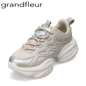 グランドフルール grandfleur QNK0300 レディース靴 靴 シューズ 2E相当 スニーカー ダッド 厚底 ボリュームソール 柔らかい 屈曲性 ローカットスニーカー トレンド グレー