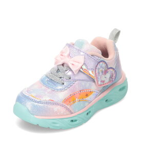 ダブルスター DOUBLE STAR DS4620K キッズ靴 子供靴 靴 シューズ 2E相当 スニーカー 運動靴 通園 通学 光る ピカピカ フラッシュうさぎ リボン ハート ローカットスニーカー 女の子 かわいい パープル TSRC