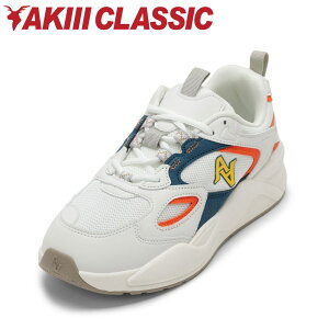 アキクラシック AKIII CLASSIC AKC-105 レディース靴 靴 シューズ 2E相当 スニーカー 厚底 ボリュームソール AKIII LUCKY RUNNER トレンド ローカットスニーカー 人気 ブランド ホワイト×グレー TSRC