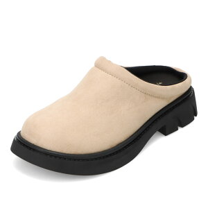 ミニア minia EC-003 レディース靴 靴 シューズ 2E相当 サンダル サボ つっかけ 厚底 中敷き ふわふわ ふかふか ボリュームソール トレンド 脚長 シンプル ベージュ TSRC