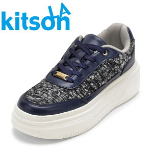 エルエーキットソン LA kitson KS-1500 レディース靴 靴 シューズ 3E相当 スニーカー 厚底 ツイード ゴールド 金具 ロゴ ローカットスニーカー エレガント ネイビー TSRC