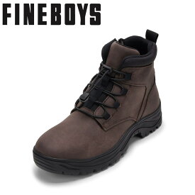 ファインボーイズ FINE BOYS 809 メンズ靴 靴 シューズ 4E ブーツ アウトドア ワーク シューズ ショート 防水 防滑 スパイク ファスナー ジッパー チャック 厚底 キャンプ ハイキング シンプル ダークブラウン TSRC