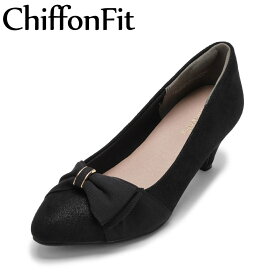 【全品P10倍！6日〜9日まで】シフォンフィット ChiffonFit CF-5140 レディース靴 靴 シューズ 2E パンプス リボン オフィス 通勤 ビジネス 美脚 歩きやすい シンプル かわいい ブラック TSRC