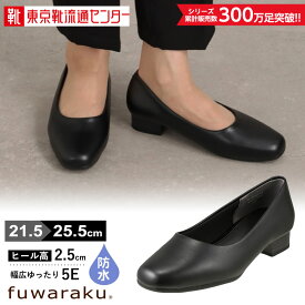 フワラク fuwaraku パンプス FR-1105 レディース靴 靴 シューズ 5E相当 ラウンドトゥ パンプス 黒 防水 静音 クッション性 就活 リクルート フォーマル 大きいサイズ対応 25.0cm 25.5cm ブラック TSRC