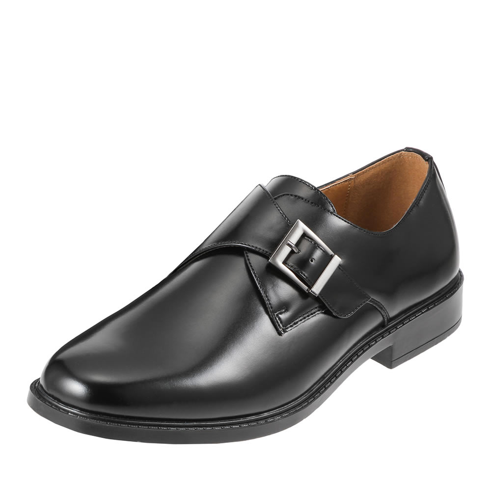 [エムカルロス] M.calros 254 メンズ | ビジネスシューズ 紳士靴 | モンクストラップ プレーントゥ | 軽量 抗菌 防臭 | 幅広 3E | ブラック TSRC