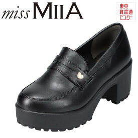 ミスミーア miss MIIA MA3710 レディース靴 靴 シューズ 2E相当 ローファー 厚底 ボリューム マニッシュ メンズライク ラウンドトゥ ブラック TSRC