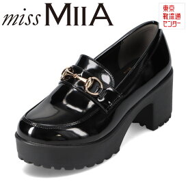 ミスミーア miss MIIA MA3712B レディース靴 靴 シューズ 2E相当 厚底 ビットローファー タンクソール ラギットソール 太めヒール 歩きやすい マニッシュシューズ おしゃれ ブラック×エナメル TSRC