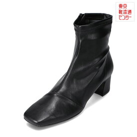 フィーリングオブユイ Feeling of yui 3106 レディース靴 靴 シューズ 2E相当 ショートブーツ スクエアトゥ 4.5cmヒール サイドジップ ストレッチ フィット感 シンプル きれいめ 上品 ブラック TSRC