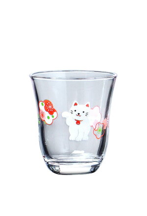 東洋佐々木ガラスめでたい酒杯(招き猫と梅柄)(3個セット)