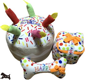 T.S.H ペット用誕生日おもちゃ 3点セット犬 バースデー ケーキ プレゼント 骨 噛む おもちゃ 音の鳴る 誕生日 SNS インスタ 映え 小型犬 中型犬 大型犬 知育玩具