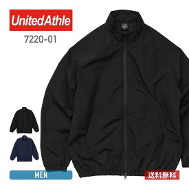 ジャケット メンズ レディース 長袖 United Athle ユナイテッドアスレ コットンライク ナイロン トレーニング ジャケット (裏地付) 7220-01 男女兼用 ユニセックス 秋 冬 黒 ブラック 紺 ネイビー M L XL LL XXL ベーシック 羽織り アウター 上着 重ね着 防風 防寒 撥水