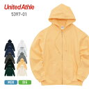 パーカー メンズ 無地 United Athle ユナイテッドアスレ 8.8オンス オーセンティック パイル スウェット フルジップ パーカ（裏パイル） 5397-01 長袖 男女兼用 ユニセックス レディース 男性用 女性用 シンプル カジュアル 単色 白 灰色 黄色 緑 青 紺 黒 S M L LL XL XXL