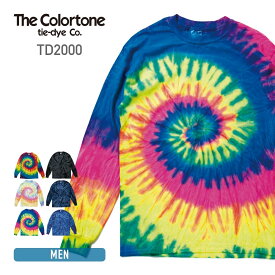 ロンT メンズ タイダイ The Colortone tie-dye Co. カラートーン 5.3 oz レインボー&スパイダー ロングスリーブTシャツ td2000 ダンス ストリート 部屋着