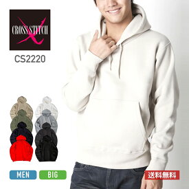 パーカー メンズ 無地 CROSS STITCH クロスステッチ マックスヘビーパーカー 12.4オンス CS2220 男女兼用 ユニセックス 男性 女性 黒 紺 白 赤 灰 ブラック ネイビー ホワイト レッド グレー 裏起毛 厚手 綿 コットン フード かぶり あったか 防寒 防風 S M L XL 2XL 3XL