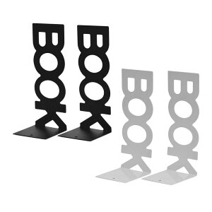 2ピース 金属製ブックエンド 滑り止め ブックストッパー 文房具 用