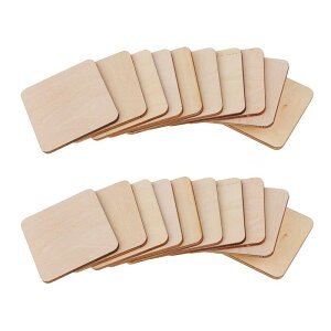 2x 木の正方形のコースターの普通の木製のクラフトの空白の正方形のプラークDiyの工芸品