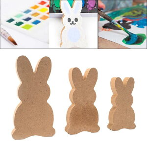 木製ウサギ型ブランクカットアウトスライス未完成イースター子供大人用3個