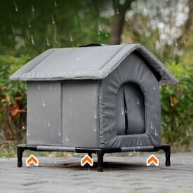 屋外用キャットハウス 野良猫用シェルター 断熱保護 暖かい子猫用シェルター 冬用ペット用品 屋外 納屋 庭 パティオ