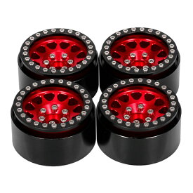 4 パック 合金 1.9インチ ビード ホイール リム Axial SCX10 II 90046 HPI RC レッドRC カー ビードロック ホイール リム,リモートコントロールモデルカーアクセサリー