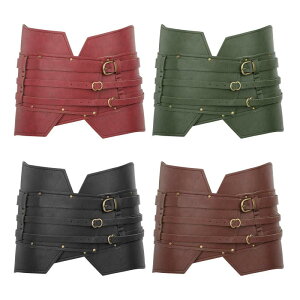 PUレザー中世ヴィンテージワイドベルト海賊アクセサリー中世ナイトコスプレコスチュームコ女性男性用ワイドベルト