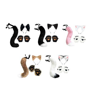 猫のキツネの耳としっぽセット ステージパフォーマンス仮装カーニバル用 写真撮影小道具