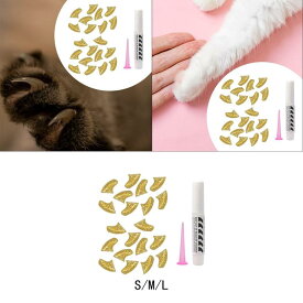 20個のペット用爪キャップ.猫の足保護カバー.アプリケーター付き