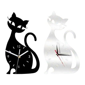 【9月限定 要エントリー 抽選で最大100%ポイントバック】アクリル製壁掛け時計 子供部屋 寝室 猫好きのための壁掛け時計 リビングルーム 寝室 オフィス用のユニークな静音吊り時計