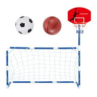 【レビュー特典あり】子供用サッカーゴールネット付きバスケットボールフープ.屋外庭遊び場用2 イン 1サ…