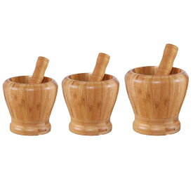 木製乳鉢と乳棒セット スパイス粉砕セット 耐久性のあるポータブルガーリッククラッシャー フレッシュマスタードチャツネ用ガーリックマッシャーセット