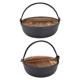 鋳鉄ダッチオーブン.木製の蓋付きのキャンプ調理器具.ハンドルで使いやすい.多機能ピクニック吊り下げ鍋