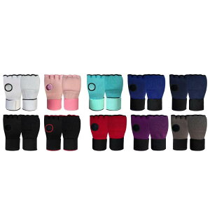 ジェルボクシングインナーグローブ.ミットの下に長いリストストラップ付き保護ハーフフィンガーグローブ.ムエタイサンダスポーツ用