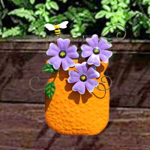 金属製の花瓶の壁飾り.ガーデン吊り下げ彫刻.素朴な鉄製壁アート