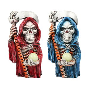 ノベルティクラフト手描きのホラーゴシック像は暗い置物で輝きます頭蓋骨スケルトン彫刻墓地庭園